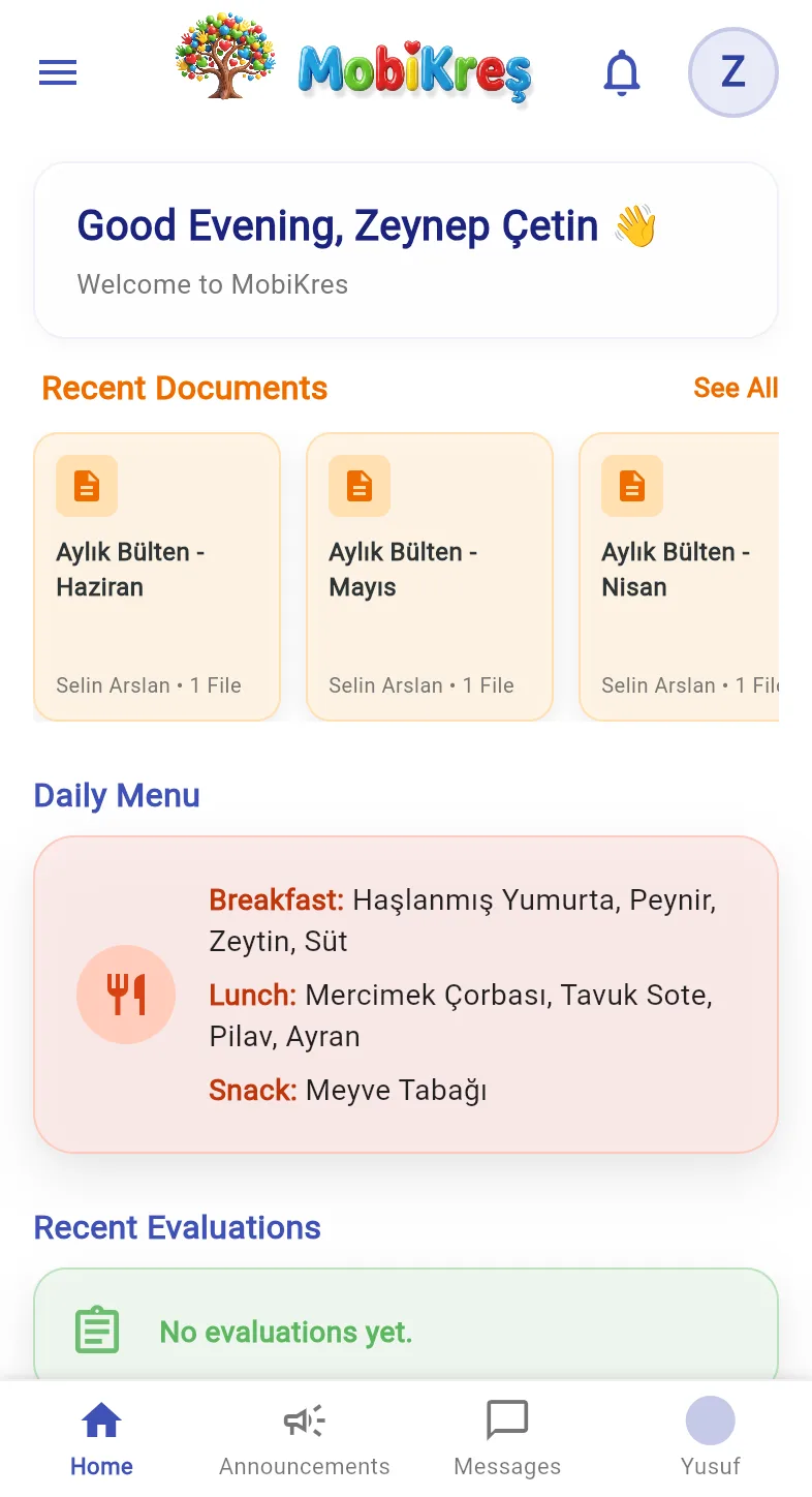 MobiKres parent app screen